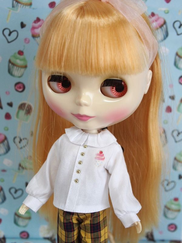 Doll Dressing♪ハンドメイド ペッパーちゃん/ブライスお洋服セット 人形/アウトフィット/衣装/ブラウス/ドレス/白シャツ/ドール服/レトロ拍卖