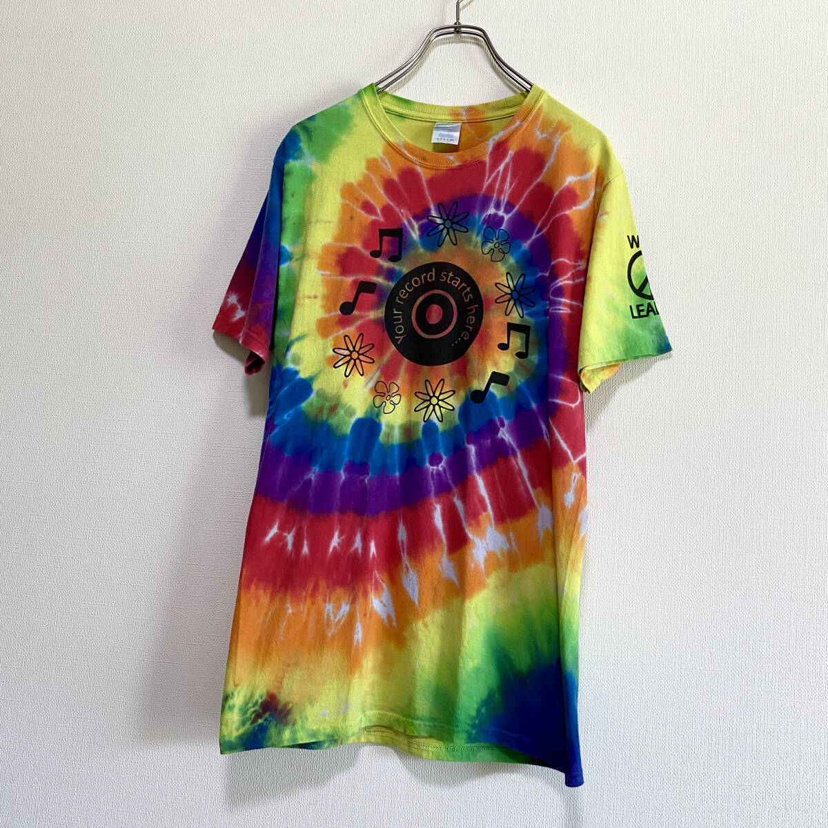 アメリカ古着 レコード プリント 半袖 Tシャツ タイダイ US古着 クルーネック Sサイズ コットン 【I863】拍卖