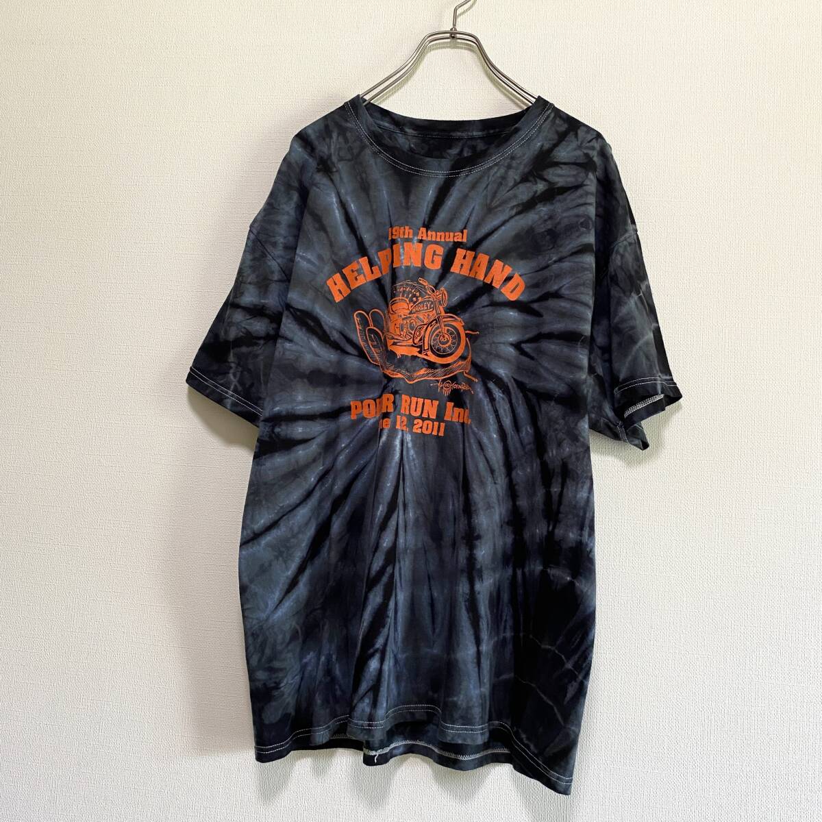 アメリカ古着 POKER RUN  イベント系 ハーレー バイク 半袖 Tシャツ タイダイ XLサイズ US古着 【I864】拍卖