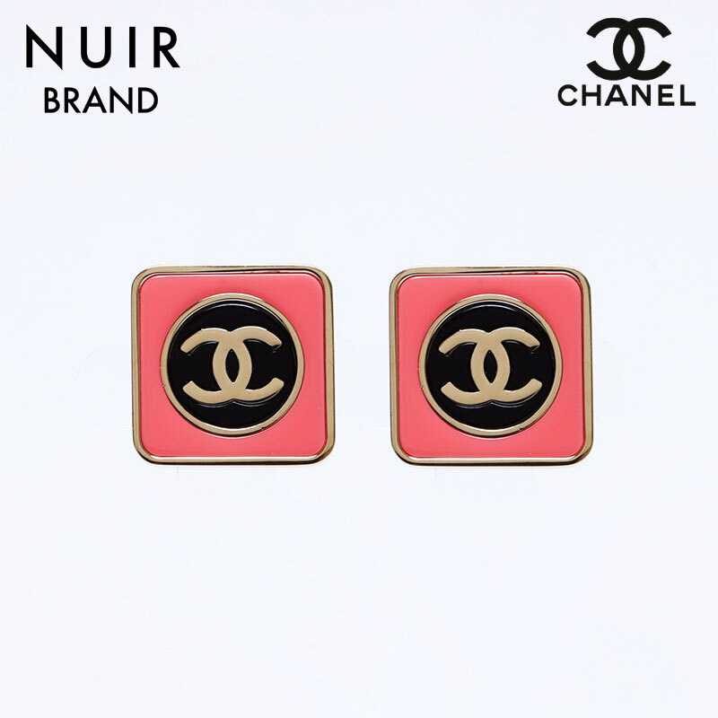 シャネル CHANEL ピアス B23C ココマーク スクエア ゴールド ピンク拍卖