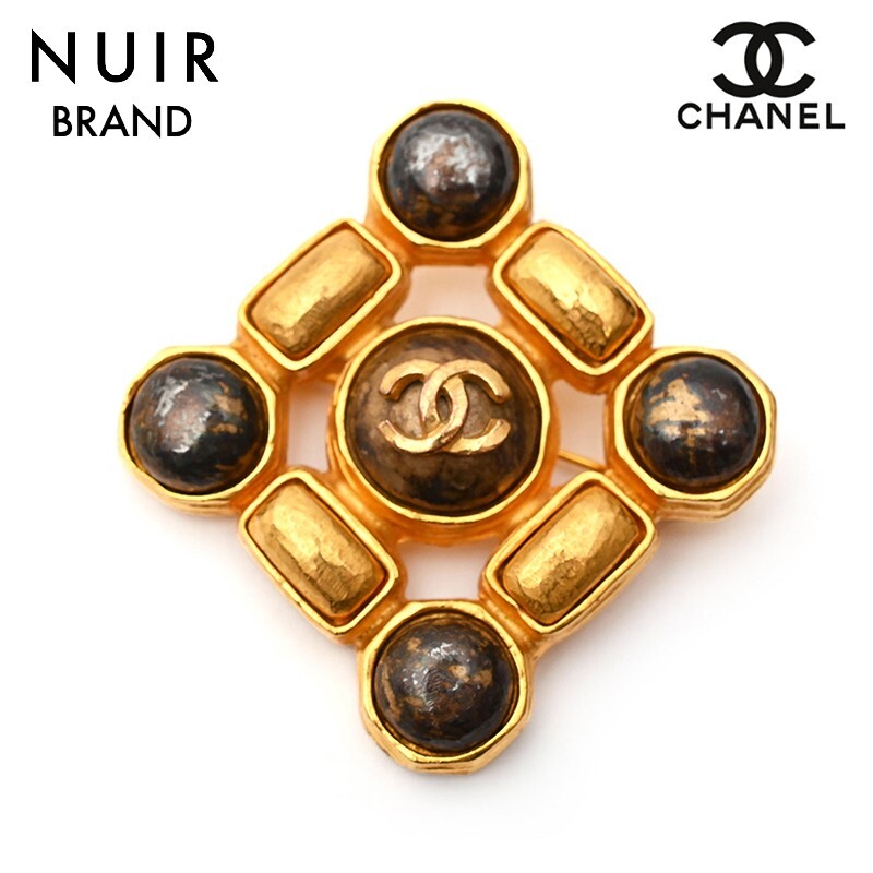 シャネル CHANEL ブローチ ココマーク 菱形 カラーストーン 97A ゴールド拍卖
