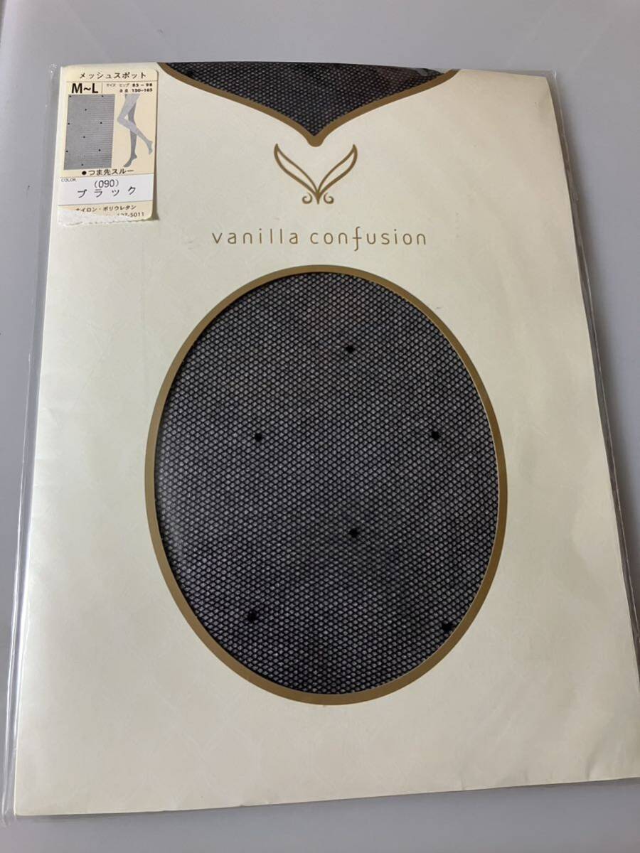 vanilla confusion パンティストッキング メッシュスポット ブラック fukuske panty stocking パンスト 編み ネット 柄 黒 M-L拍卖