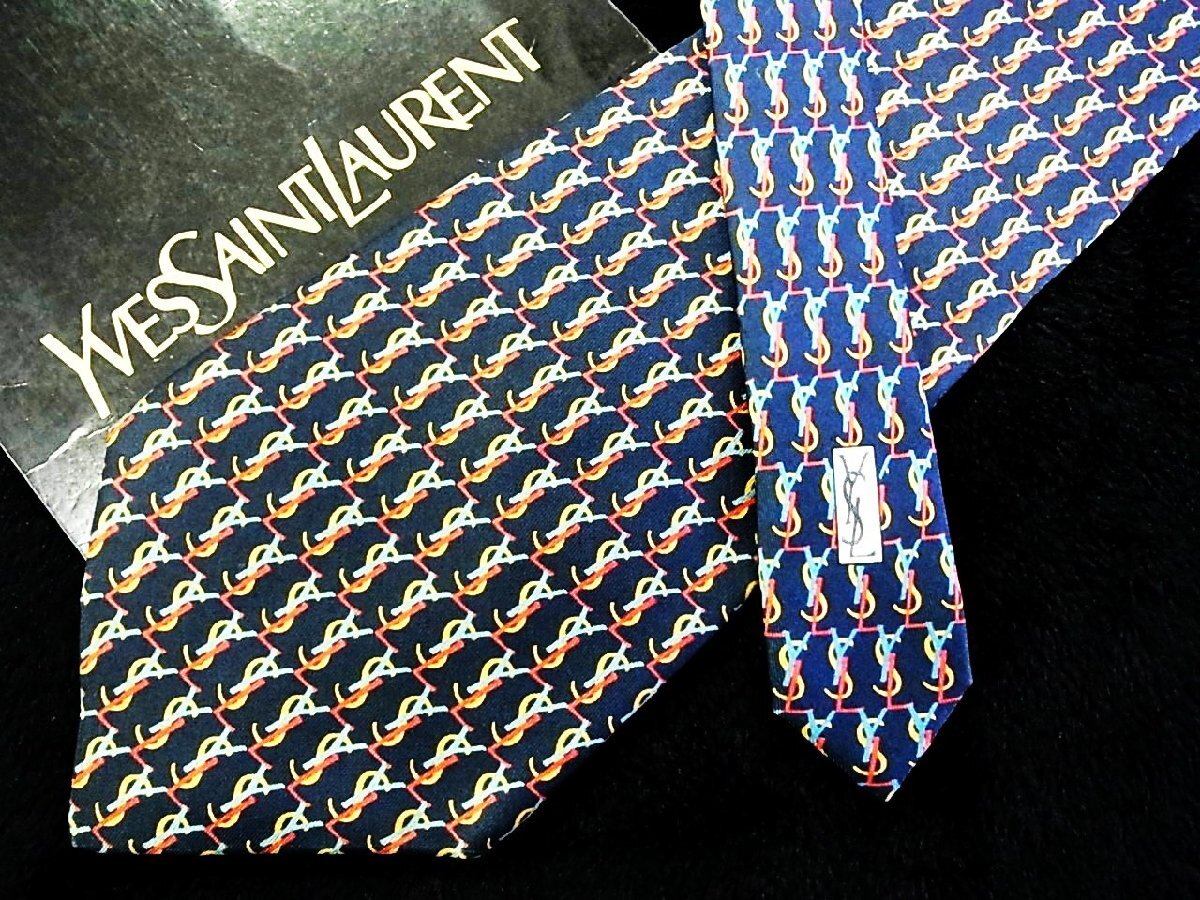 ★今週の特売★4799★高級ブランド【キャラ柄】★サンローラン【YSL 総ロゴ 柄】ネクタイ★拍卖