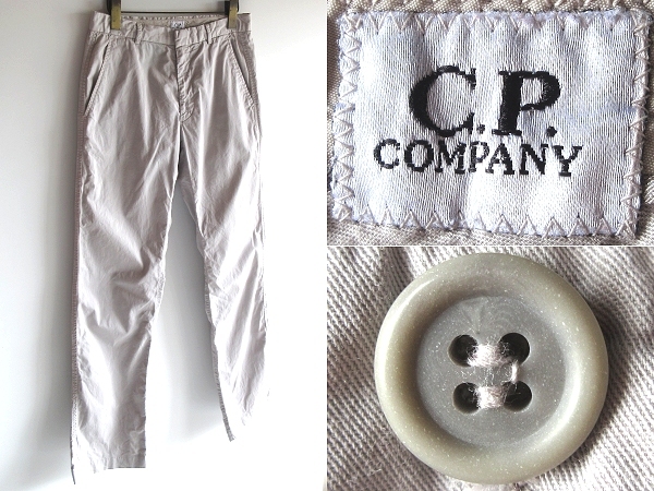 希少 ビンテージ C.P.COMPANY シーピーカンパニー 製品染め ストレッチツイル パンツ 44 ライトグレージュ マッシモオスティ拍卖