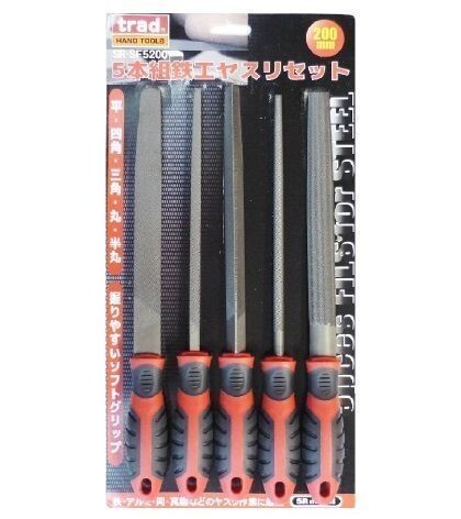 5本組 鉄工ヤスリ セット SR-SF5200【平・四角・三角・丸・半丸 】 拍卖
