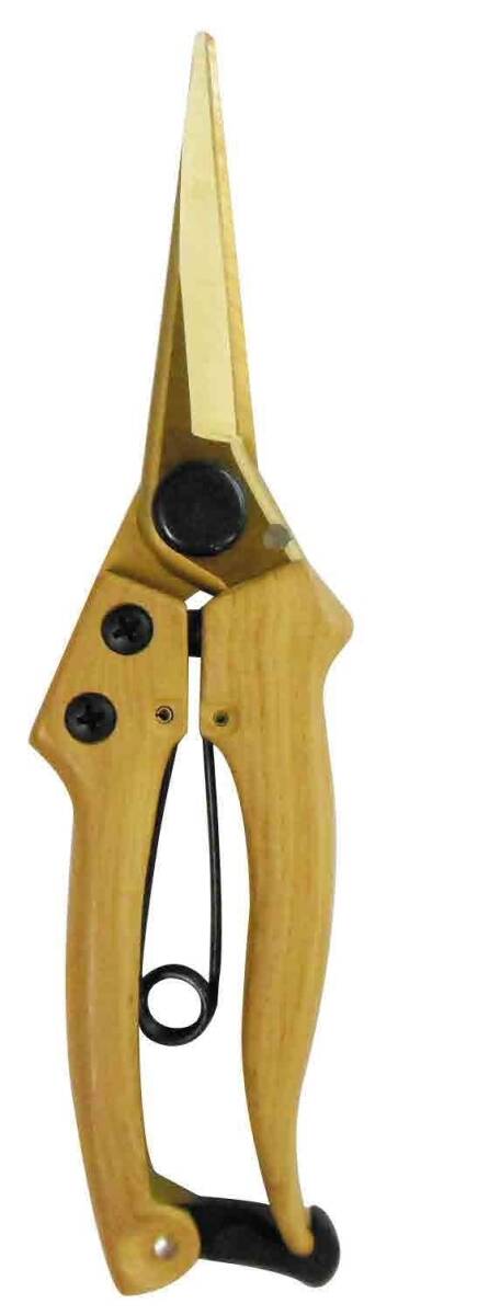 【グリップは軽くて丈夫なアルミダイキャスト製】 チタンコーティング 芽切鋏 A822 Wood Style ※820922拍卖