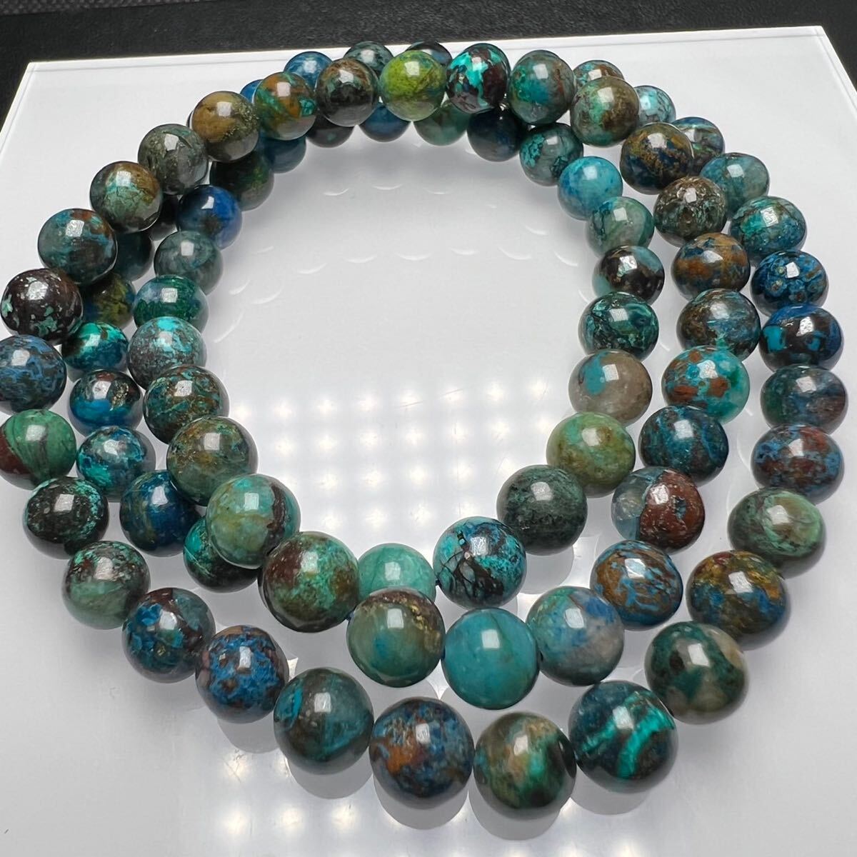 クリソコラ 6mm 54cm 3連巻きブレスレット 天然石拍卖