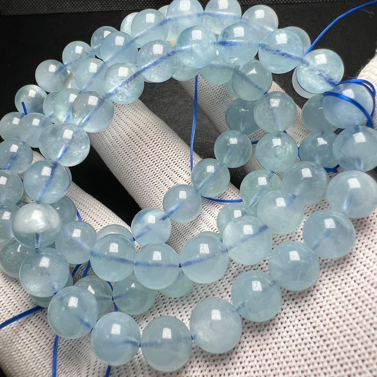 高品質 アクアマリン 9-9.5mm 1連分 ブレスレット2本セット 天然石拍卖