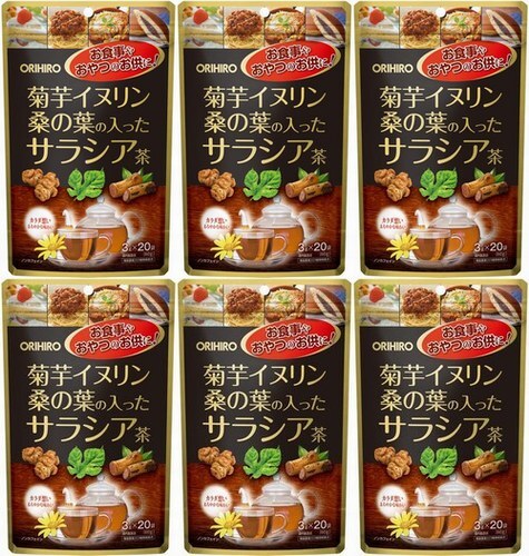 6個 オリヒロ サラシア 菊芋 イヌリン桑の葉の入ったサラシア茶3g×20包 サイズ、糖分、摂り過ぎ対策素材として代表的なお茶をブレンド!拍卖