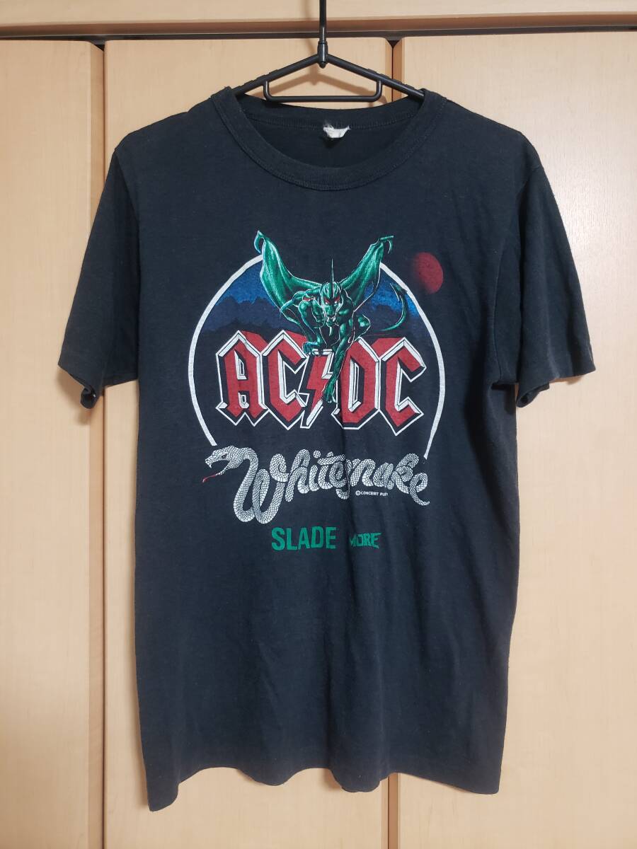 MONSTERS OF ROCK モンスターズ オブ ロック ACDC×WHITESNAKE Tシャツ ヴィンテージ USED 黒 XS? (バンド ロック スウェット)拍卖