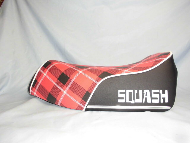 ■スカッシュ 赤チェック柄&ブラック アンコ抜き メッキモール付 純正張替え シート ピンスカ スカピン SQUASH AB11 拍卖