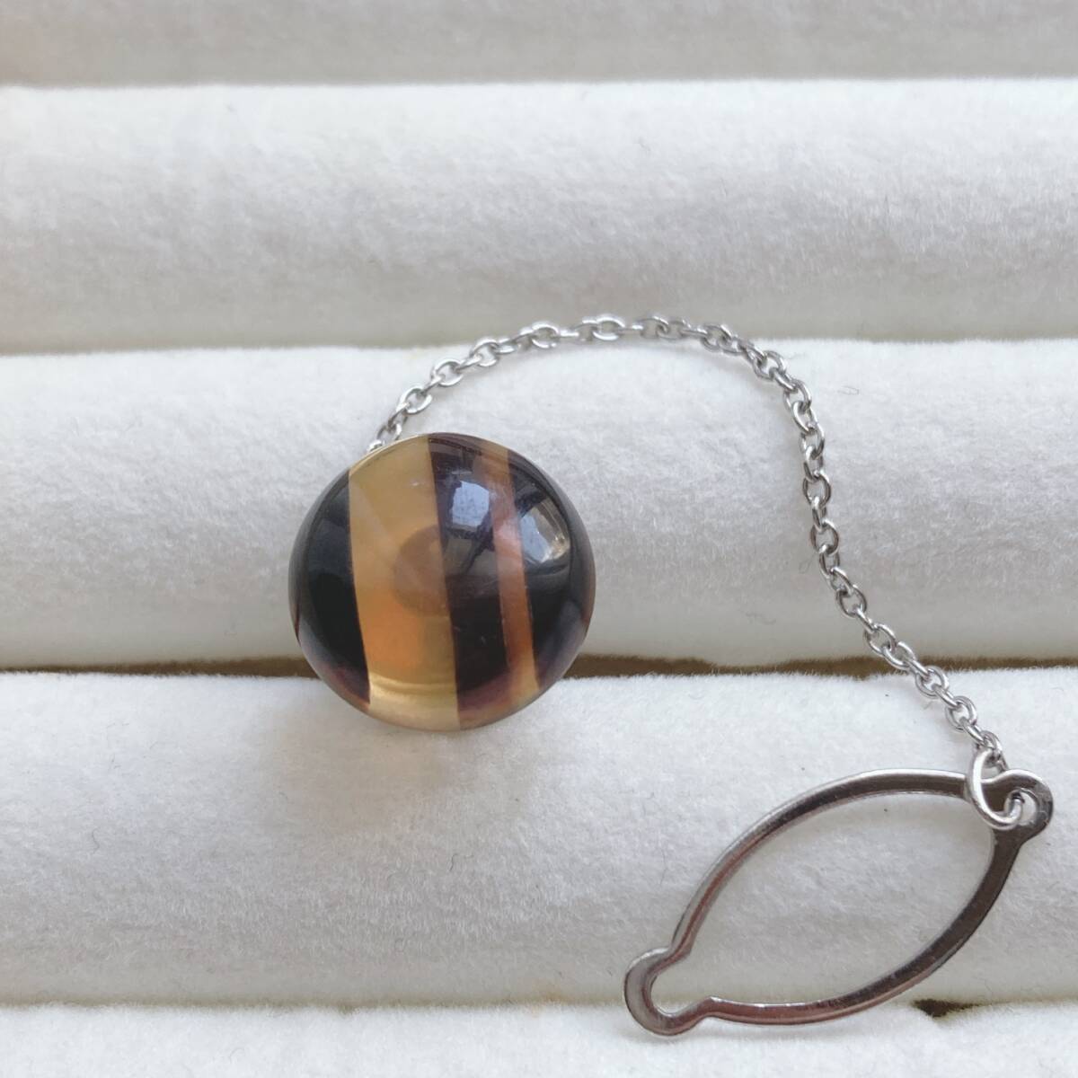 ヴィンテージタイタックピン べっこう調 シルバー 美品☆japan Vintage jewelry accessories k0554拍卖