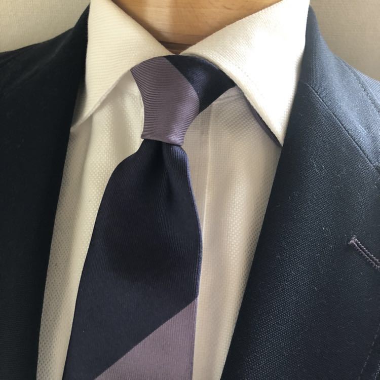 【美品】ヨウジヤマモト ネクタイ パープル バイカラー ダーバン 大剣約8.5cm モード 人気拍卖