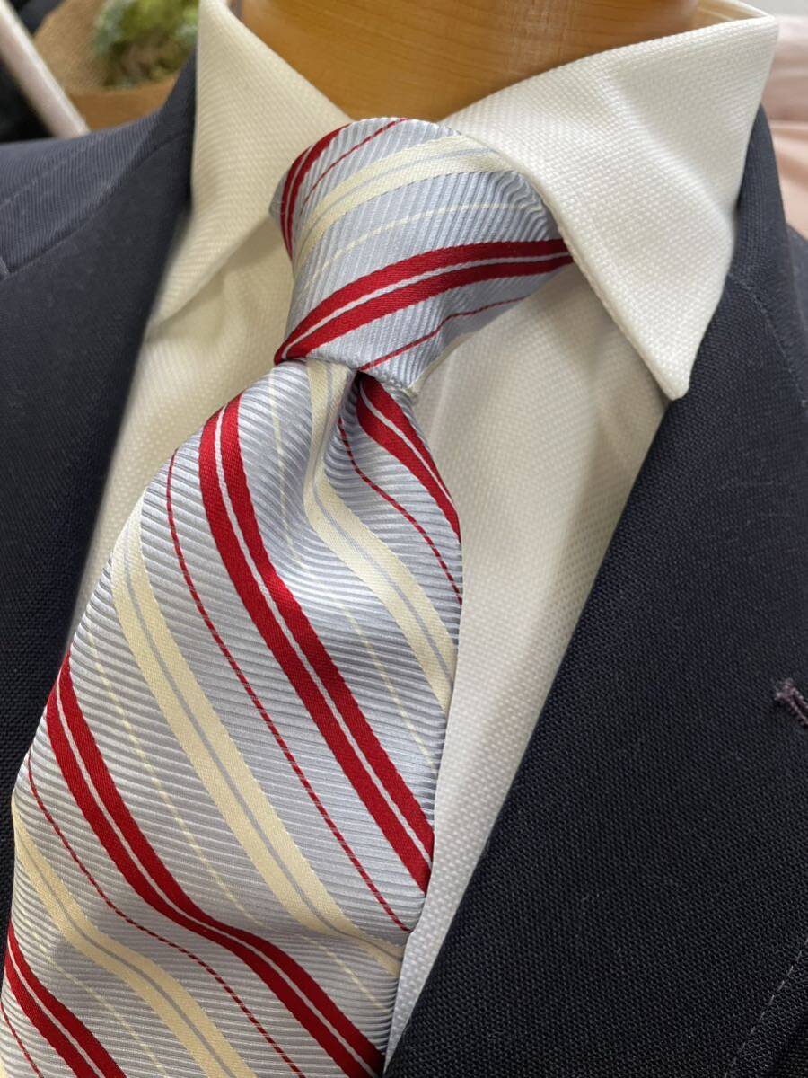 【未使用】CHAPS ラルフローレンネクタイ レジメンタル柄 大剣約9cm日本製 スカイブルー×レッドアメリカントラッド定番拍卖