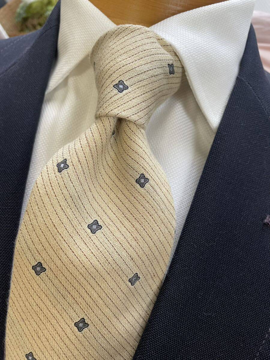 【未使用】CHAPSラルフローレン高級ウールタイ大剣約9.5cm カシミア混小紋柄 ホワイト系ネクタイ日本製拍卖