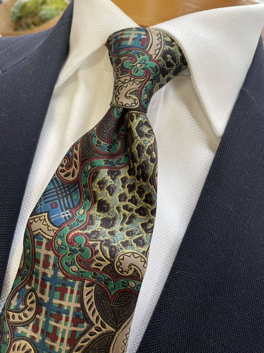 【美品】MONTEVERDEイタリア製ネクタイ大剣約9cm 高級シルクネクタイ ペイズリー柄拍卖