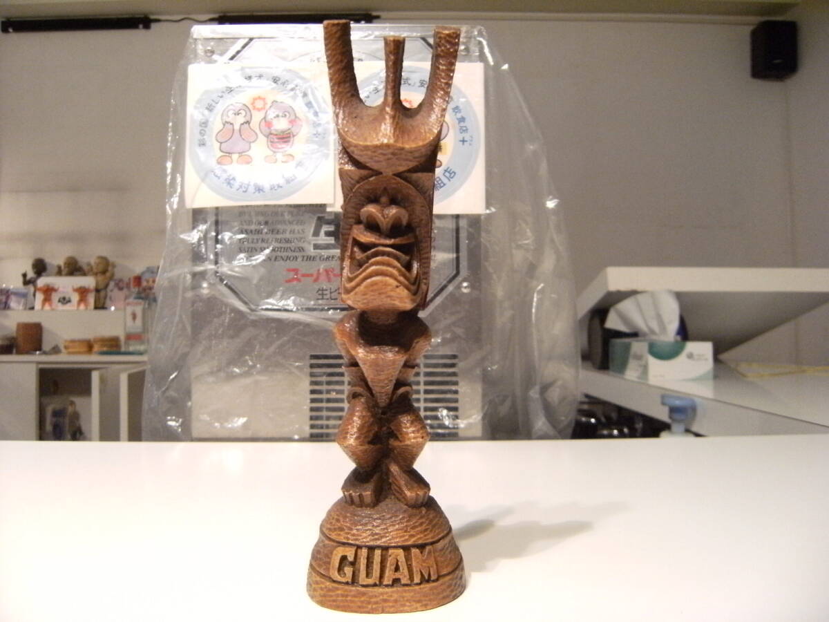 昭和レトロ★アメリカ製★ビンテージ★80年代★当時物 MADE IN GUAM 20.5cm 神様 TIKI ティキ像 ハワイ グアム 置物 オブジェ 人形 南国拍卖