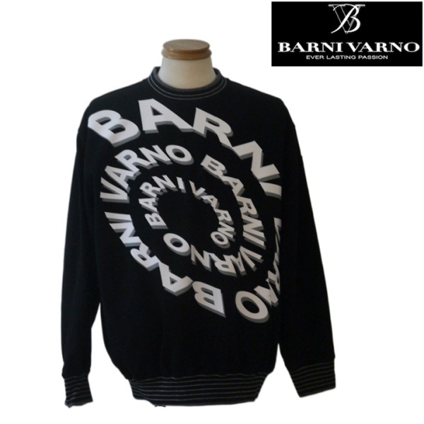 【秋冬SALE】バーニヴァーノ/BARNIVARNO プリントトレーナー LLサイズ 黒系拍卖