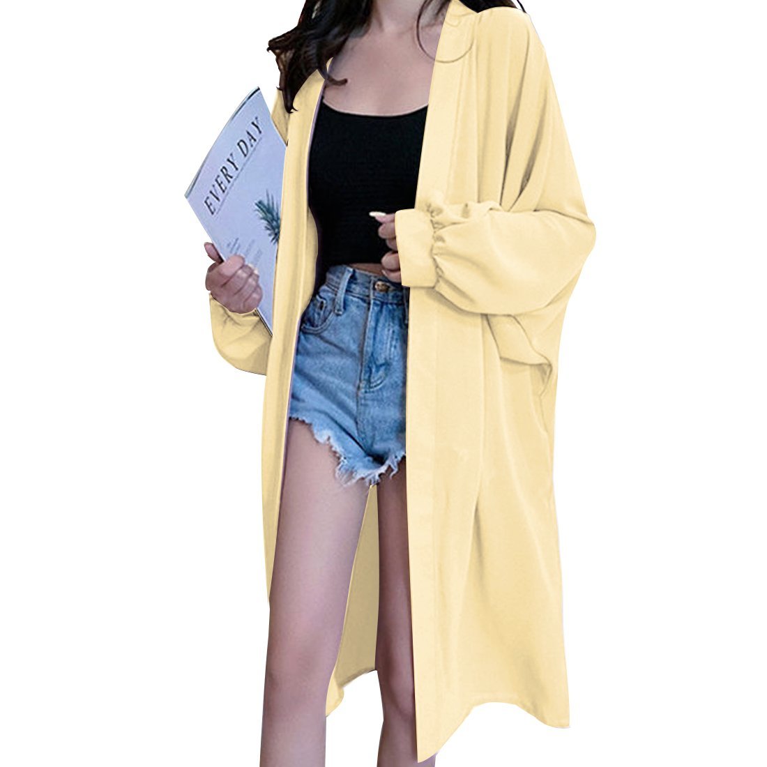 シフォンカーディガン 薄手 ロングカーディガン サマーカーディガン 冷房対策 無地 XL~3XLサイズ相当 クリーム拍卖