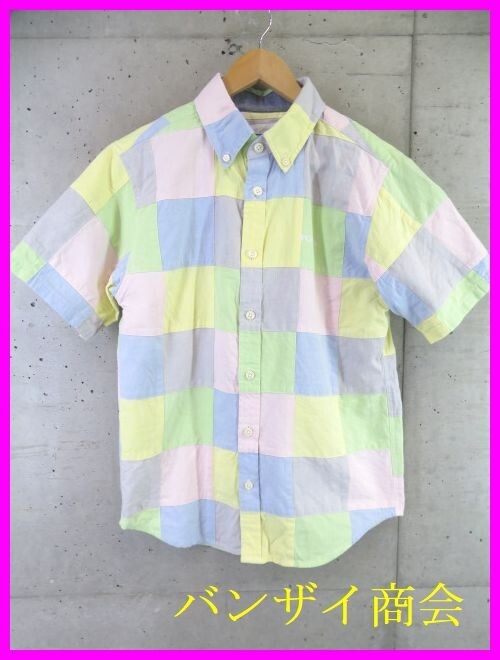 002c128◆良品です◆パッチワーク◆コロンビア ボタンダウン 半袖オックスフォードシャツ M/アウトドアジャケット/マウンテンパーカー拍卖