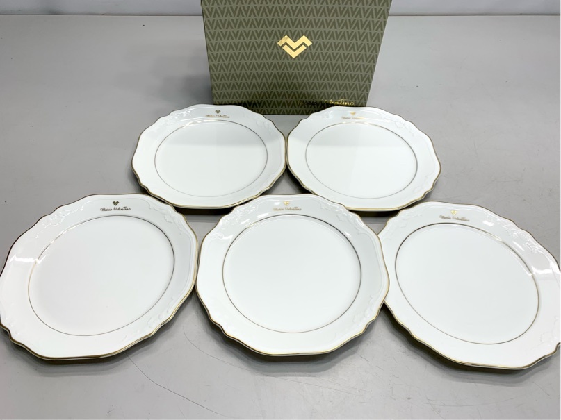 未使用 ケーキプレート 5客 マリオヴァレンチノ 金彩プレート mario Valentino 7098 06拍卖