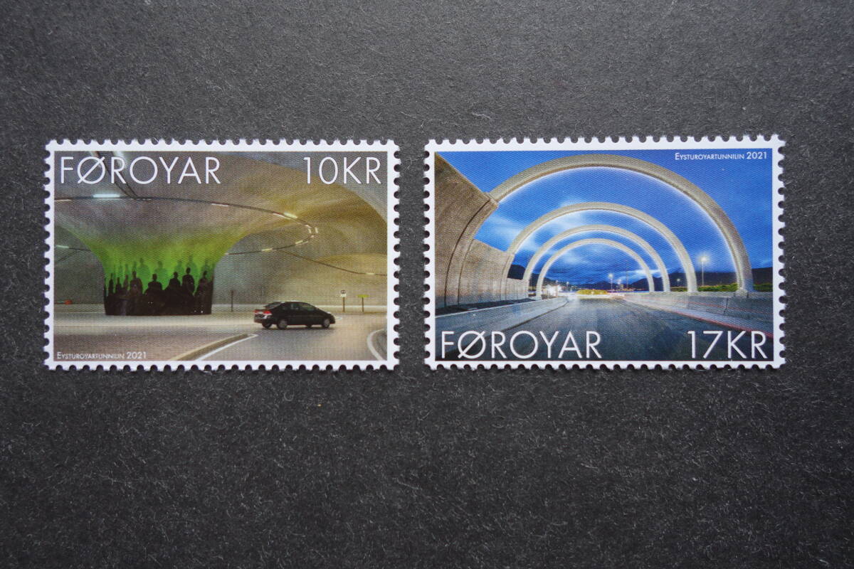 外国切手:フェロー諸島切手 「エストゥロイトンネル開通」2種完 未使用拍卖