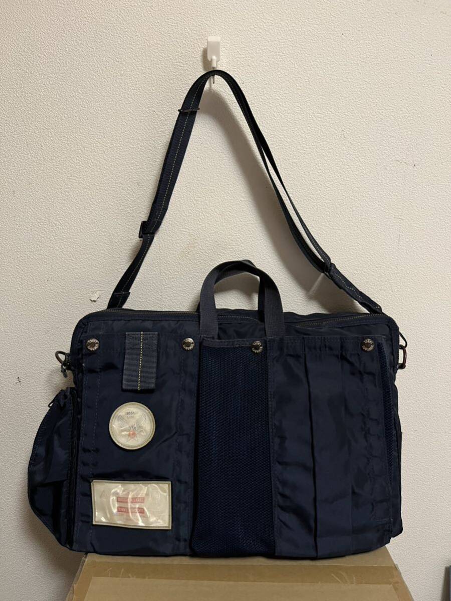 1980年代 ハーネス 山口幸一 ラゲッジレーベル 2WAY ショルダー ブリーフ ネイビー ビンテージ拍卖