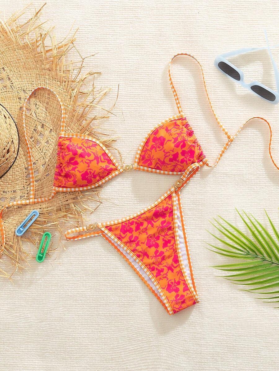 レディース 水着 ビキニセット 花柄 ビキニセット ランダムプリント 夏 レディース 刺繍付き セクシー拍卖