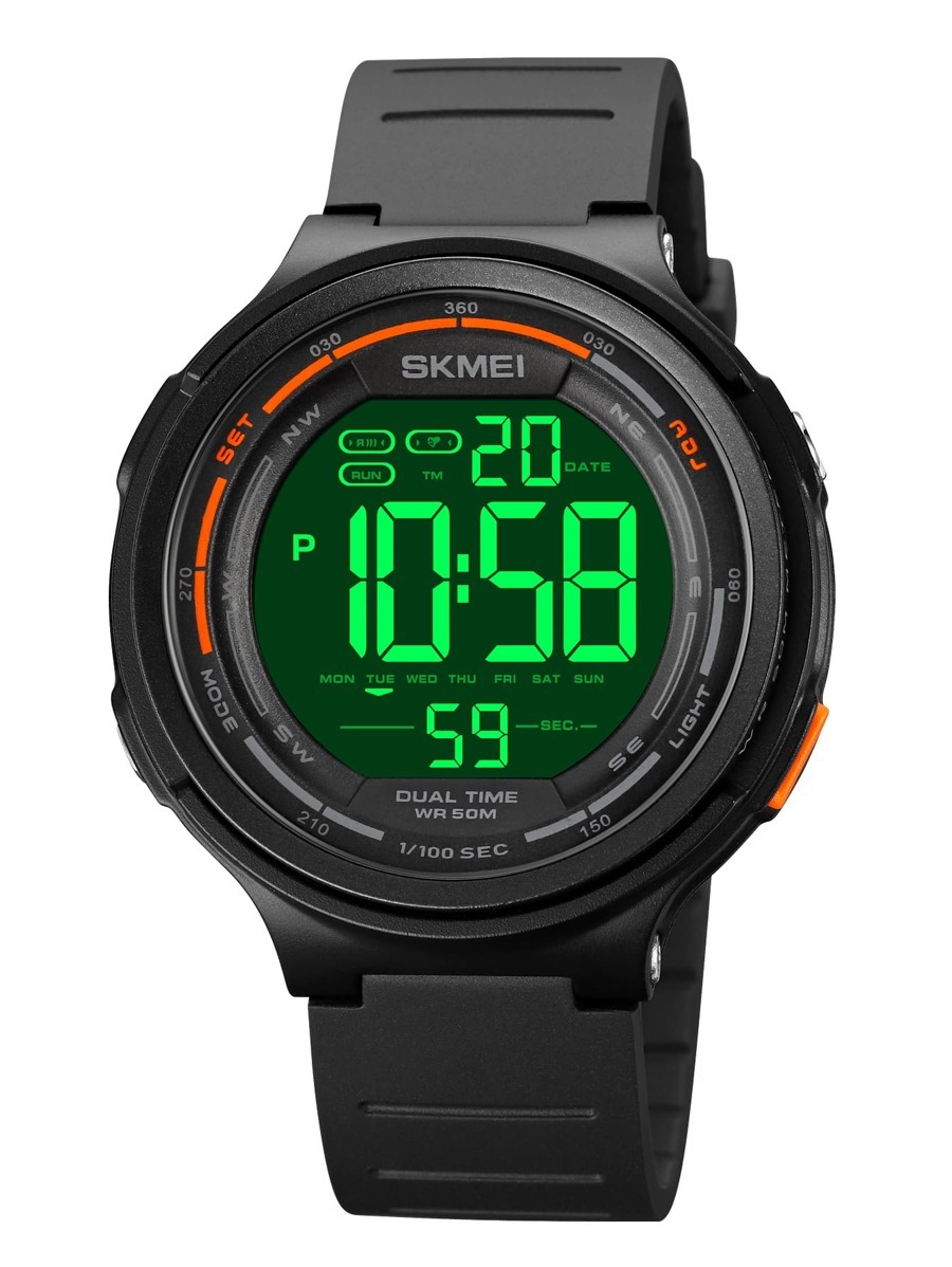 腕時計 メンズ デジタル 1個 ブラック ストラップ スポーティ 日付 アラーム 耐水 ラウンド ダイヤルデジタルウォッチ ,拍卖