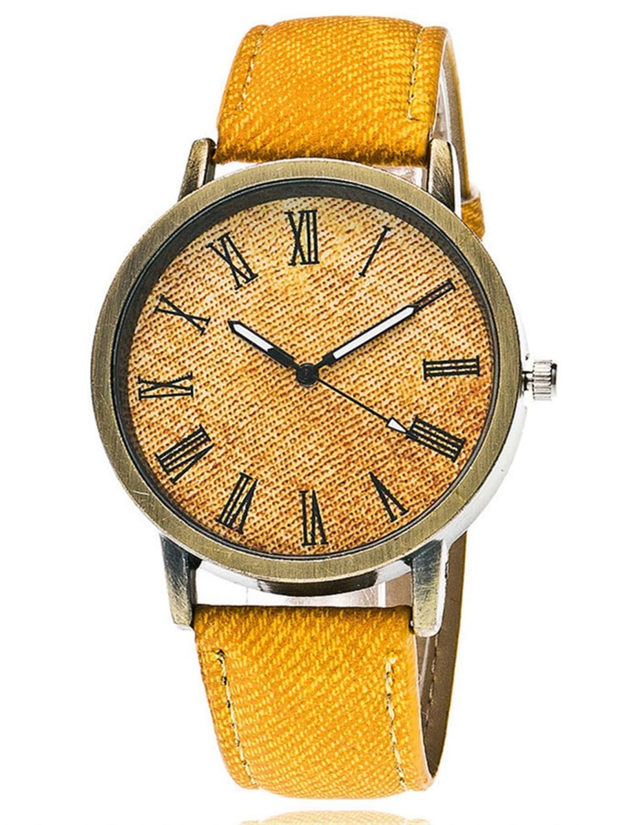 腕時計 レディース クォーツ 1個 女性 イエロー デニム ストラップ ファッション 丸い , 日常の装飾用 ダイヤルクォーツウォ拍卖