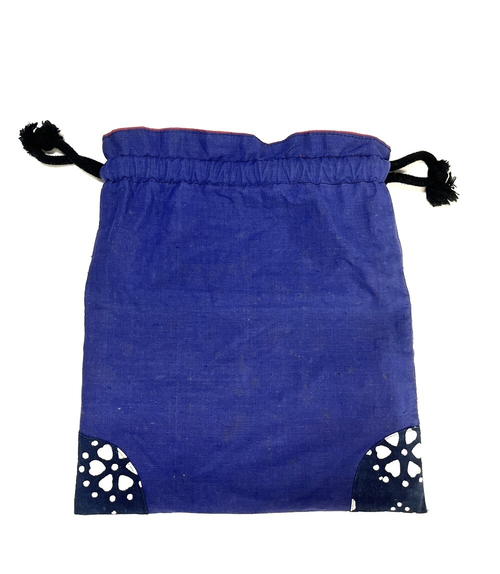 花とら●リサイクル巾着 布 綿 青 240711拍卖