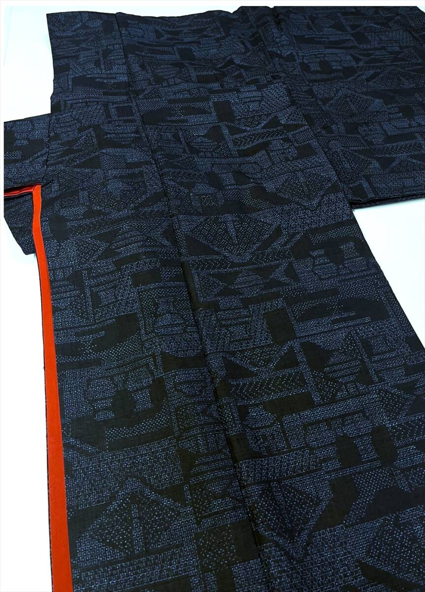 花とら●リサイクル着物 結城紬 幾何学柄 TSU7012 240613拍卖