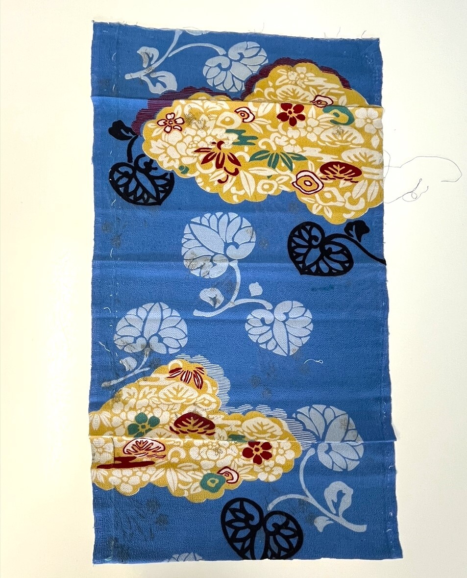 花とら●リサイクル端切れ リメイク 素材 細工用 青 葵 ちりめん 240711-14拍卖