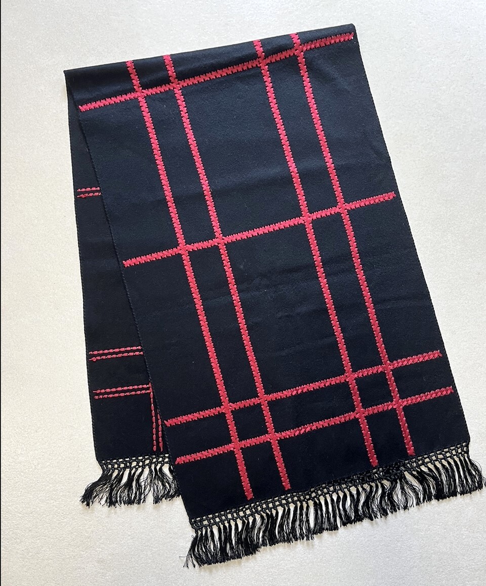 花とら●和装小物 着物ショール 着物ストール 黒地 赤リボン 美品 240614拍卖