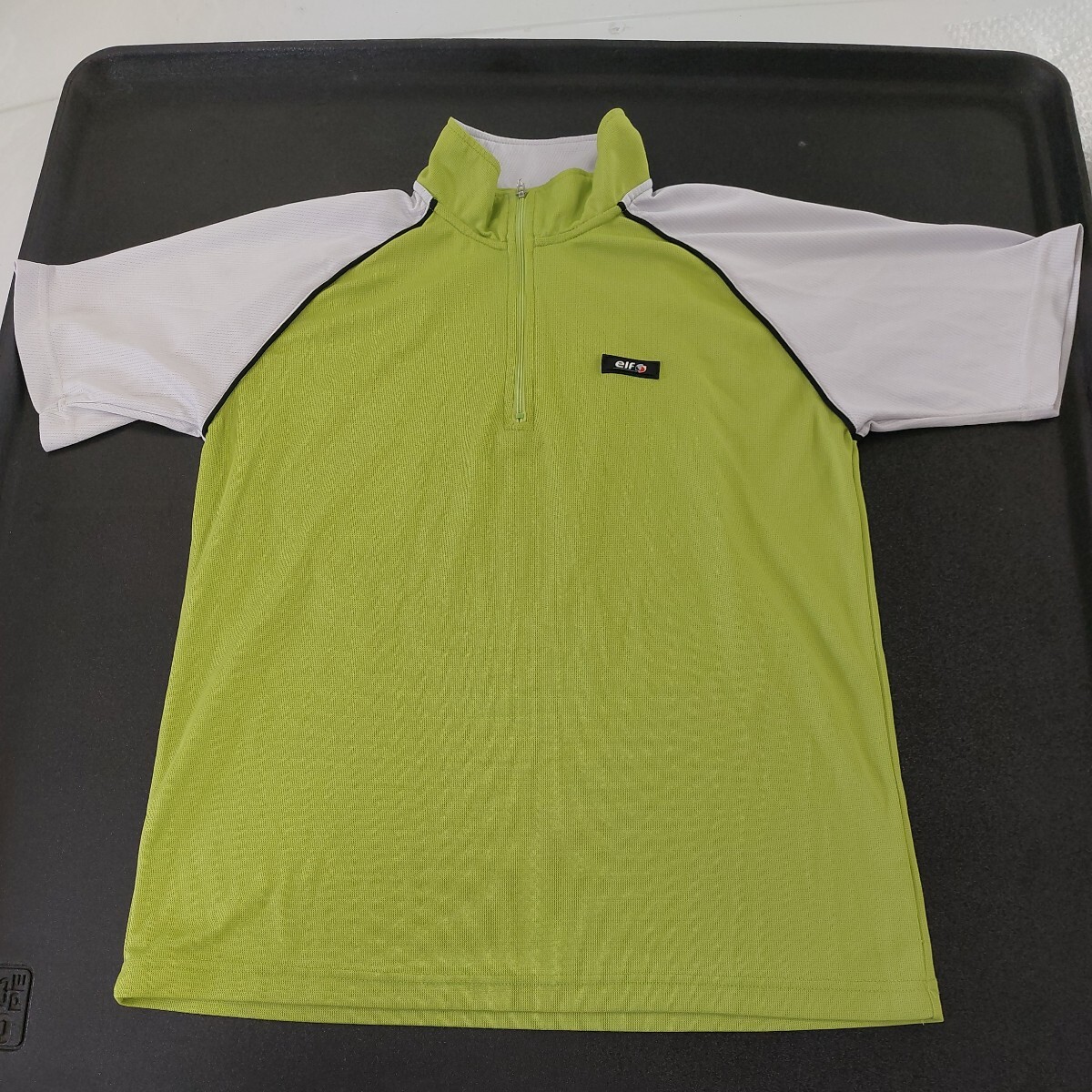 古着ヴィンテージ/エルフポロシャツ/ツートーン/若草色×グレー/メッシュ生地Mサイズ拍卖