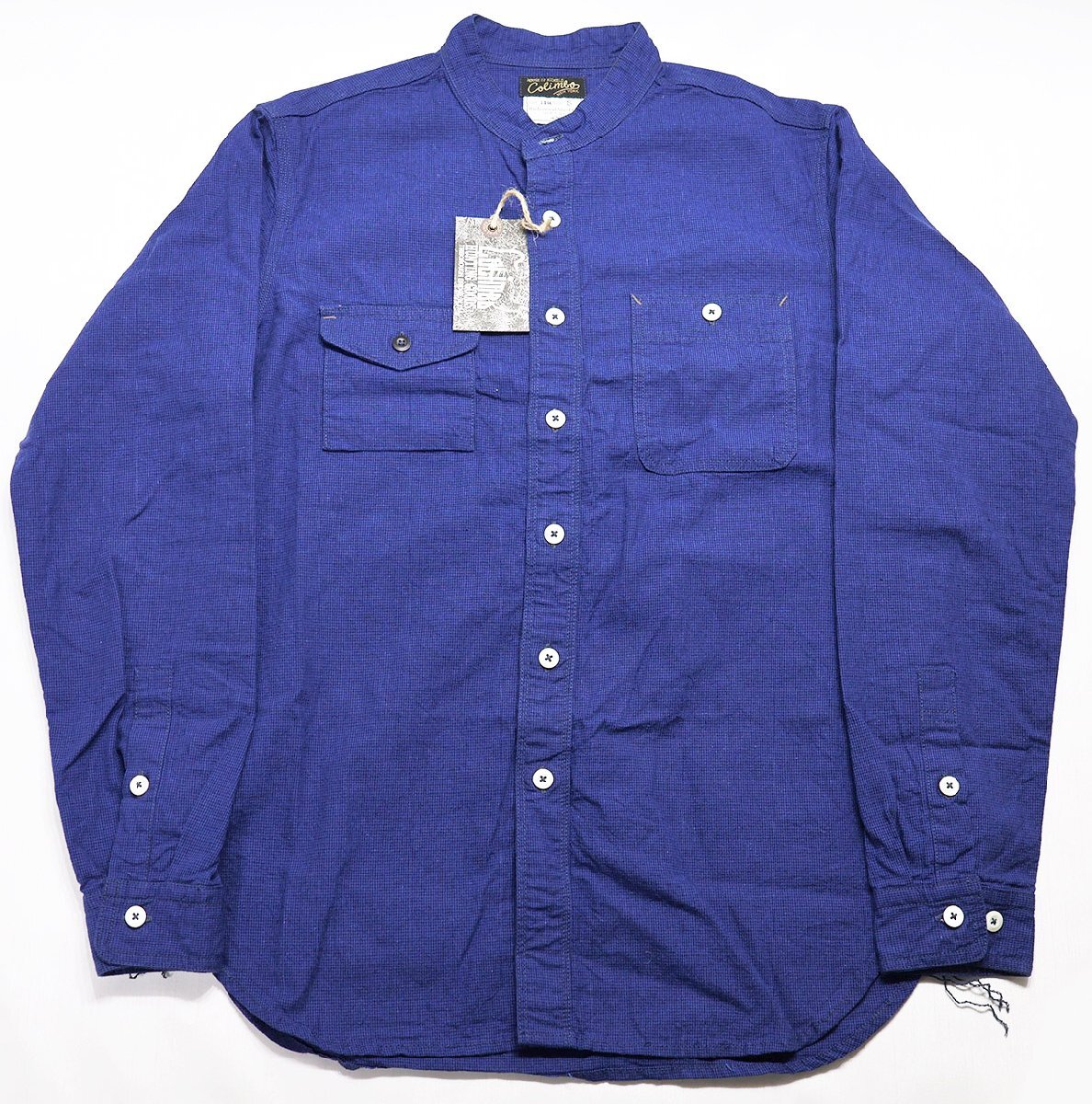 COLIMBO (コリンボ) GARIBALDI GARDEN SHIRT / ガリバルディ ガーデンシャツ ZU-0304 極美品 ブラック × ブルー size S / バンドカラー拍卖