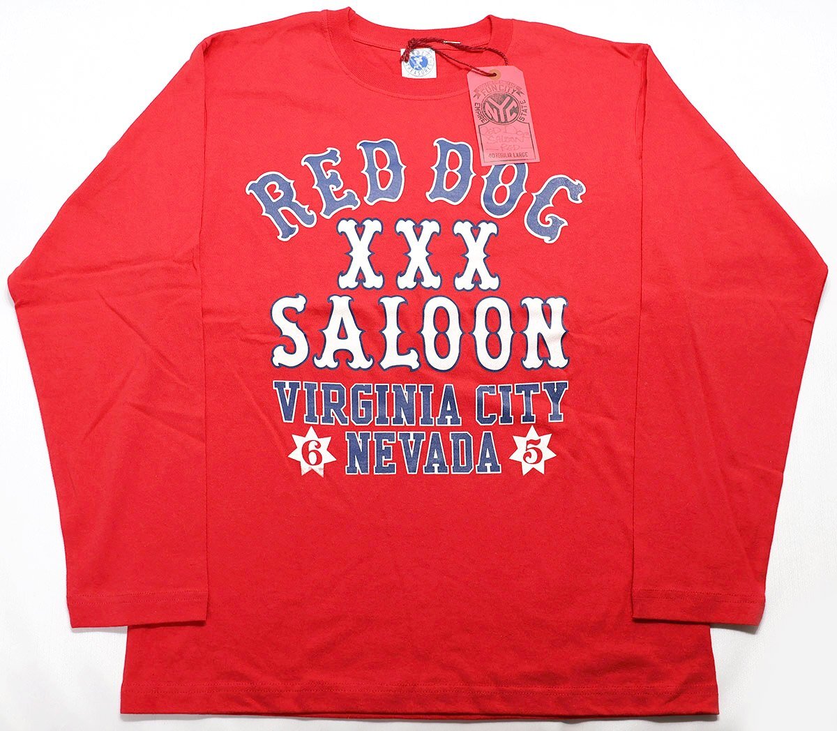 BO'S GLAD RAGS (ボーズグラッドラグス) クルーネック長袖Tシャツ “Red Dog Saloon” FCC22-05 未使用品 レッド L / バーンストーマーズ拍卖