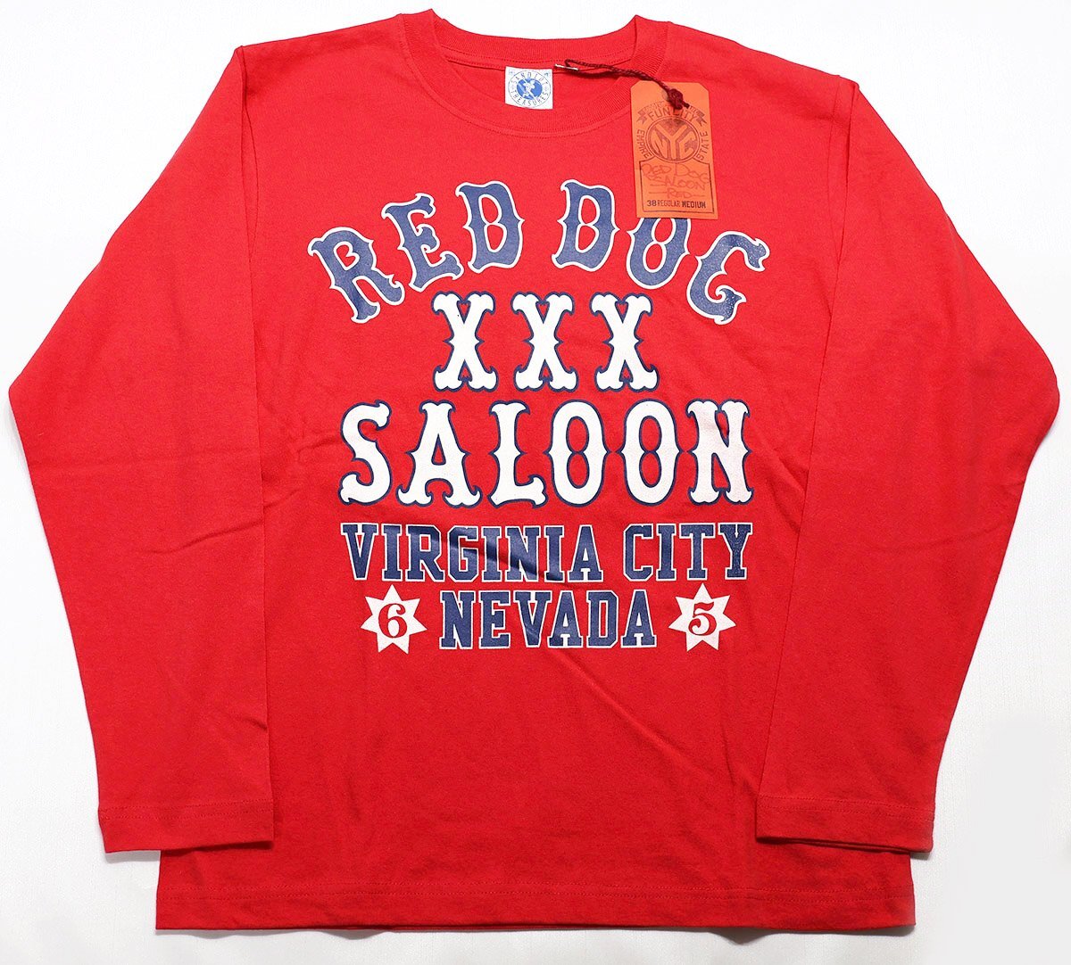 BO'S GLAD RAGS (ボーズグラッドラグス) クルーネック長袖Tシャツ “Red Dog Saloon” FCC22-05 未使用品 レッド M / バーンストーマーズ拍卖