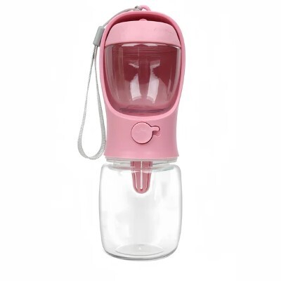 食品グレードの素材,犬,猫,旅行,ウォーターカップ,フードディスペンサー,子犬付きペット用ウォーターボトル 色:ピンク サイズ: 350ML拍卖