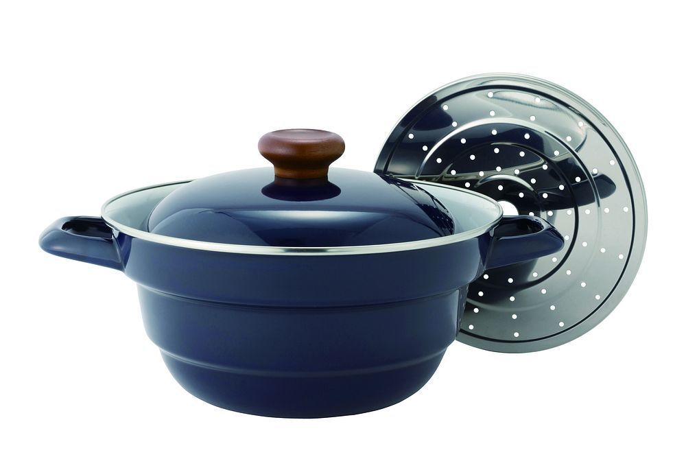 富士ホーロー オールインワン多機能鍋 27cm スノコ付 ネイビー BMP-27FW-N拍卖