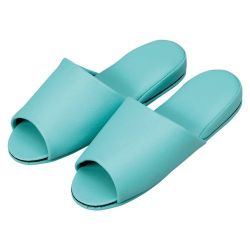 (まとめ買い)オーミケンシ 抗菌レザー調スリッパ前開10足グリーン 10835359 (10P) 00069859 〔×3〕拍卖