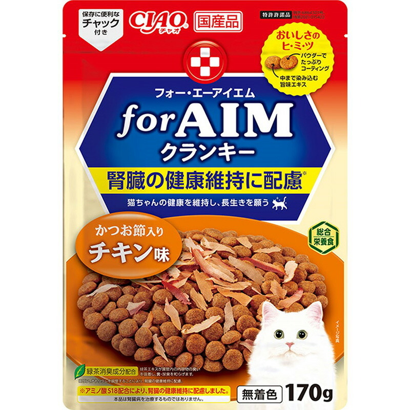 いなばペットフード CIAO forAIMクランキー かつお節入り チキン味 170g 猫用フード拍卖