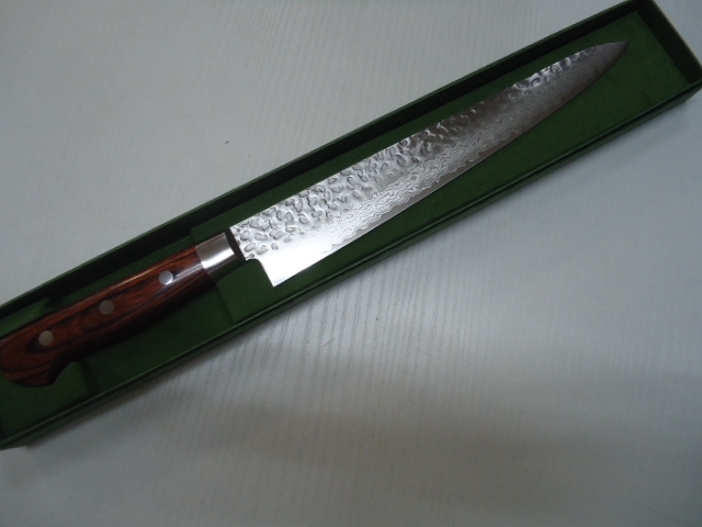 ダマスカス槌目 筋引き240 V金10割り込み 両刃鍛造拍卖