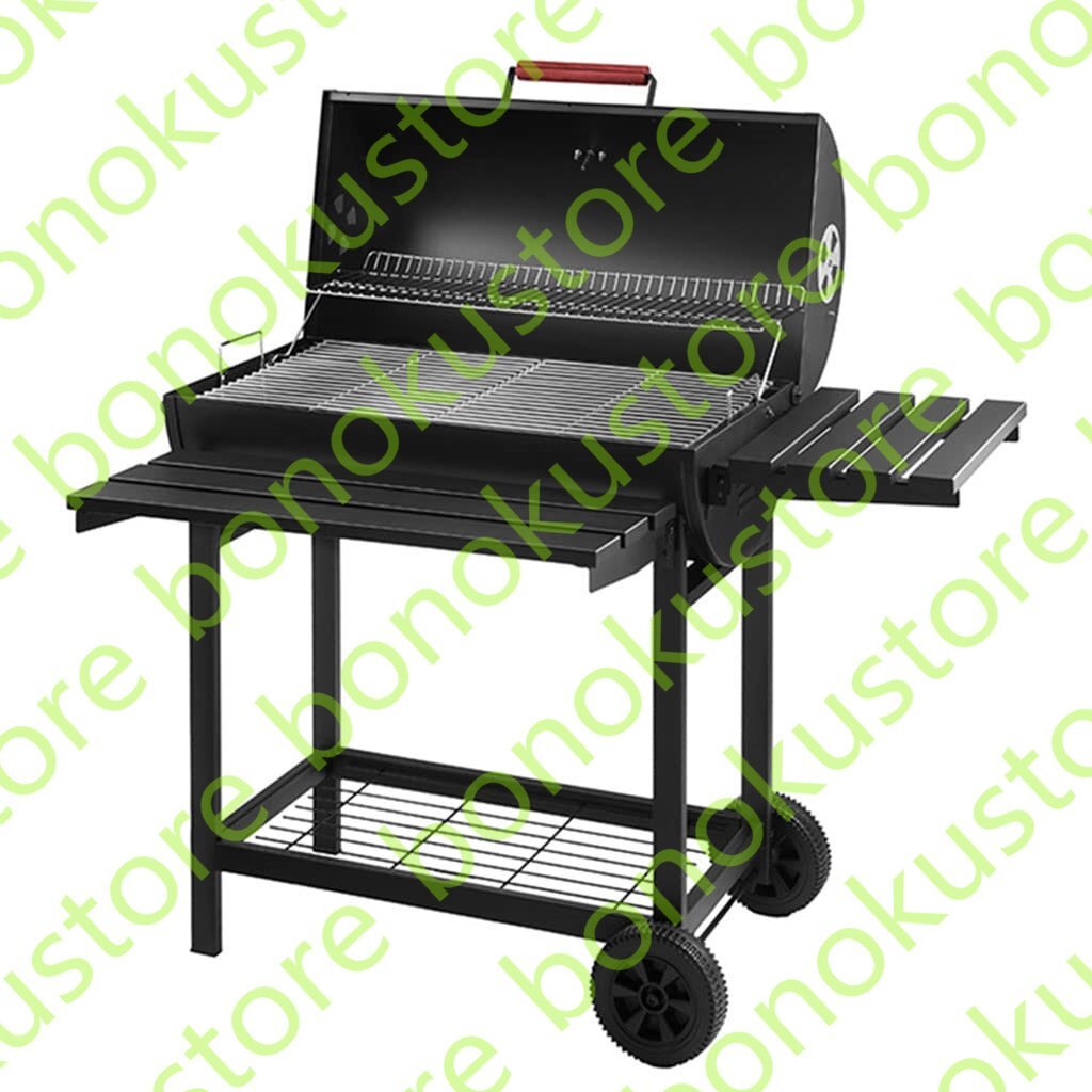 バーベキュー コンロ グリル 炭火焼き中型BBQグリル115x69x126cm BBQコンロ バーベキュー炭用グリル ステンレス製 焚き火台 温度計付き拍卖