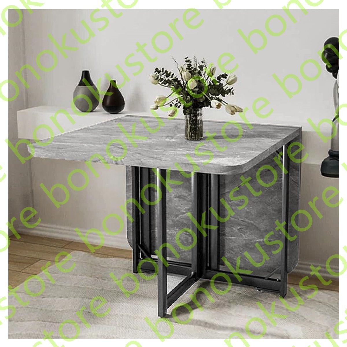 ダイニングテーブル 折り畳み 食卓テーブル キッチンテーブル 3つの形式で折りたたみ可能 キャスター付き 120cm (グレー)拍卖