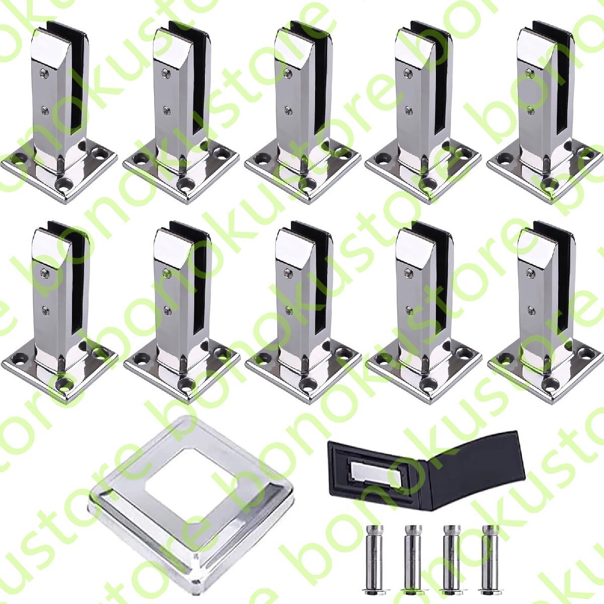 室内 屋外 ガラス 手すり 支柱 階段 てすり 玄関 手摺り スクエア手すり手すりポストクランプ ゴムストリップとベースカバー付き10個 20cm拍卖