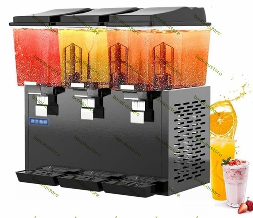 商用ジュース飲料ディスペンサー サーモスタット制御とタップ付き1~3タンクジュースディスペンサー セルフサービス 48L拍卖
