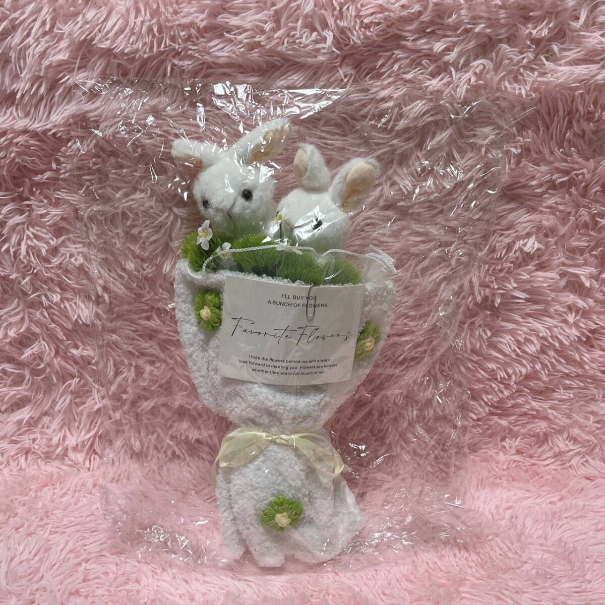 造花 うさぎ付き 花束 アニマル プレゼント 誕生日 結婚式 ギフト ウェディング ブライダル 花 インテリア 卒業 退職 送別 NE0038 ホワイト拍卖