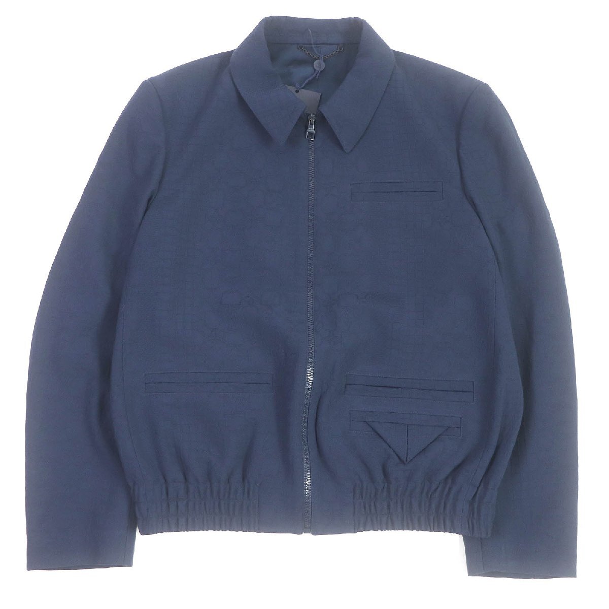 極美品□LOUIS VUITTON ルイヴィトン 22SS ウール モノグラム 総柄 裾リブ ブルゾンジャケット ネイビー 50 イタリア製 正規品 メンズ拍卖