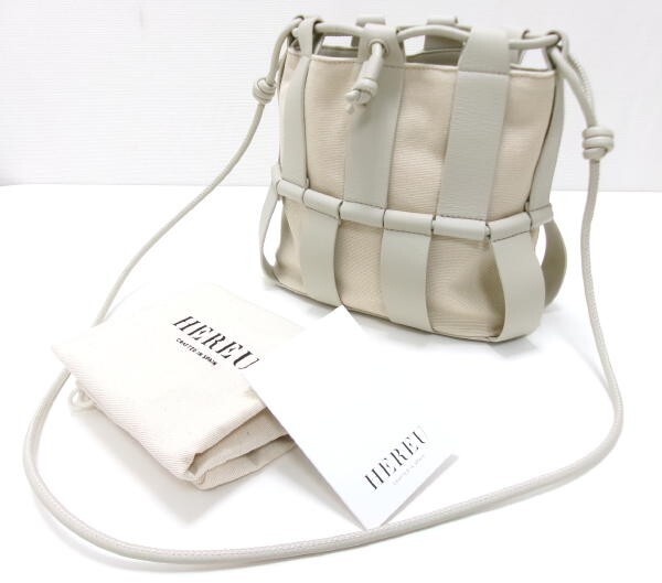 新品★HEREU ヘリュー★LLINERA バケットバッグ ショルダーバッグ★キャンバス レザー拍卖